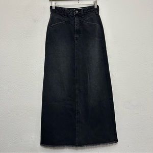 Free People Come As You Are Denim Maxi Skirt Black